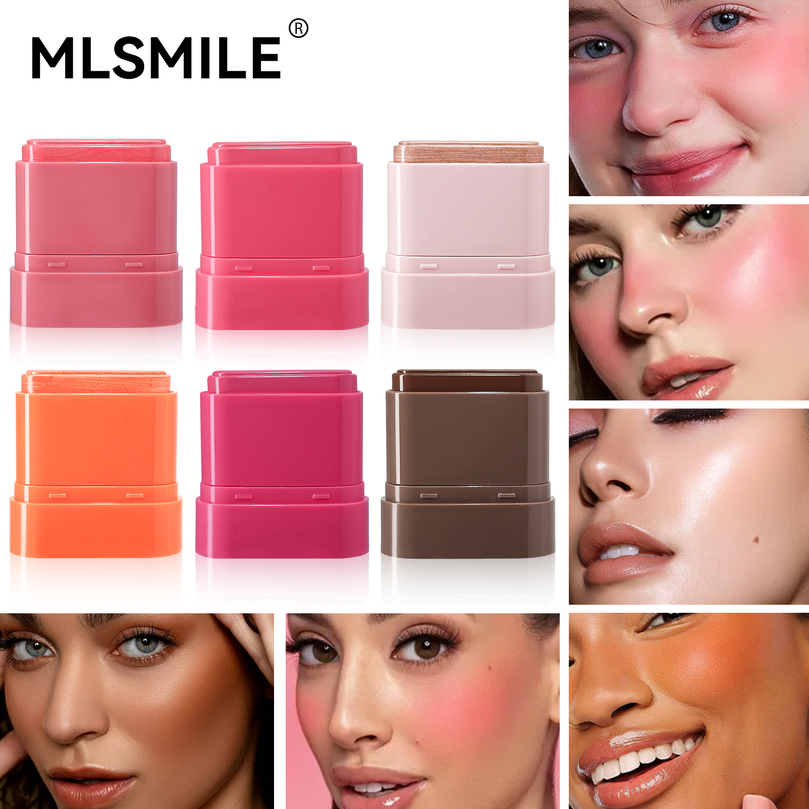 2-in-1 Flat Tube Fruit Blush & Lipstick Stick, Easy to Apply Highlighter & Contour, Multi-Use Lip & Cheek Makeup