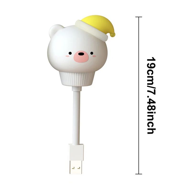 Cute Cartoon Bear & Kitten USB LED Night Light – Voice & Remote Control Kids Bedside Lamp