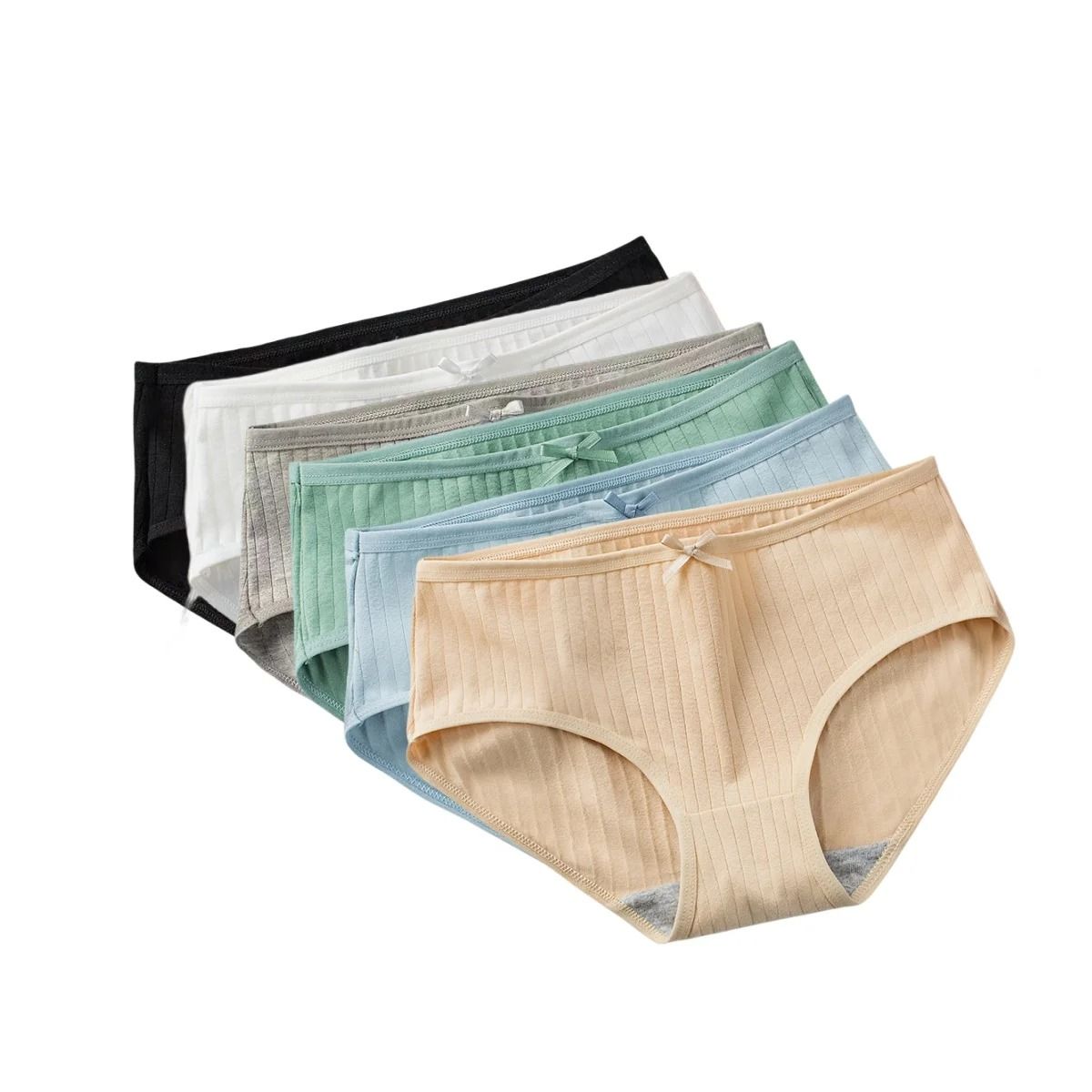 Womens Cotton Breathable Brief Underwear Soft Stretch Everyday Panties Six Piece Set