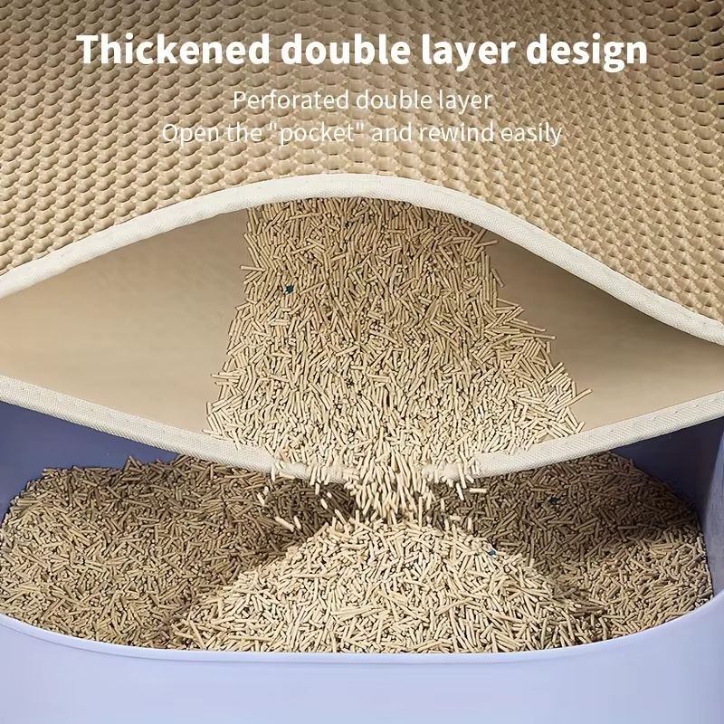 Large Cat Litter Mat – Double Layer Honeycomb Waterproof Design for Scatter Control & Easy Cleaning