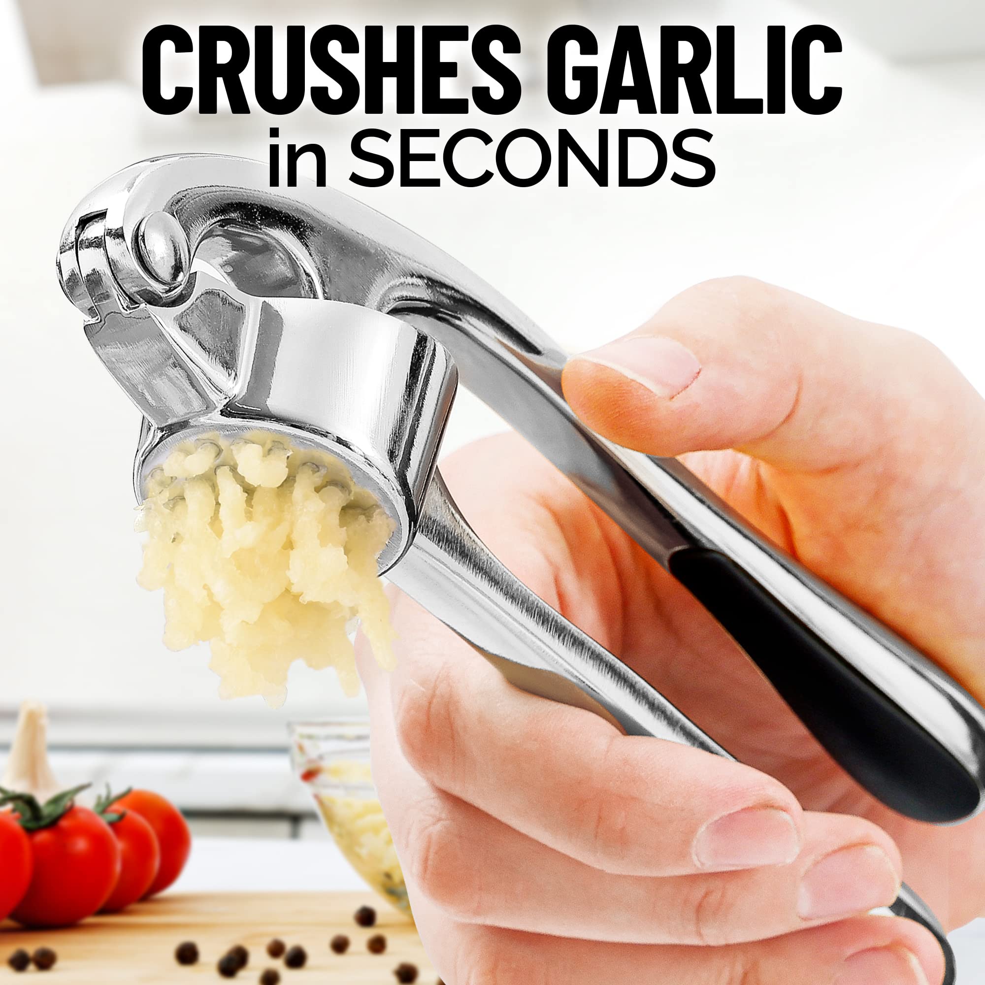Stainless Steel Garlic Press Rocker Easy Clean Garlic Crusher & Kitchen Garlic Mincer