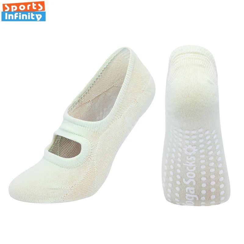 Womens Silicone Anti-Slip Backless Yoga Socks US 5-10.5– Non-Slip Pilates & Ballet Fitness Grip Socks