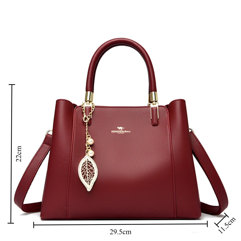 Luxury Women 3-Layer Leather Tote Bag, Stylish, Spacious, and Durable Crossbody Handbag