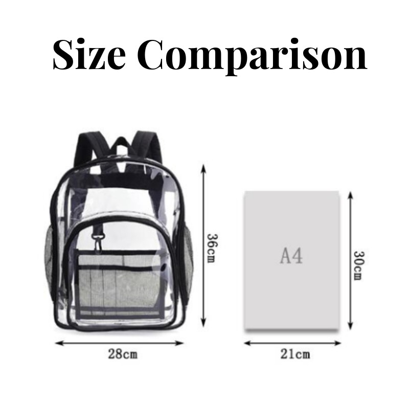 Waterproof Transparent Backpack Large Capacity School Travel Bag