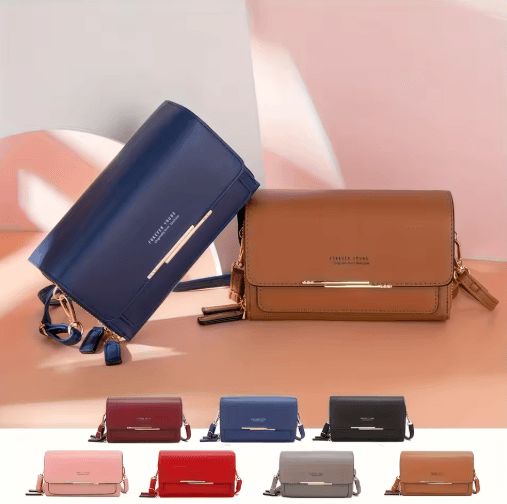 Fashionable RFID Crossbody Bag – Mobile Phone Bag, Card Wallet & Coin Purse in One