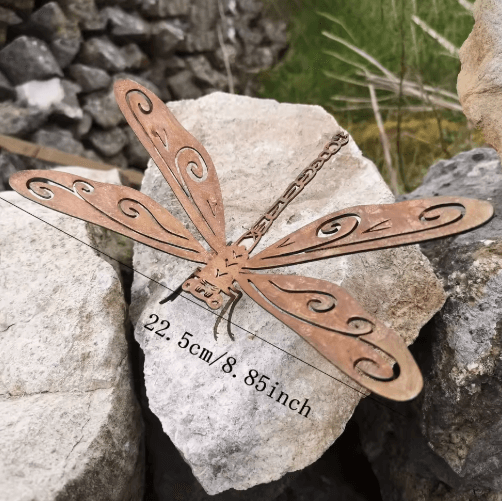 RustWing Metal Dragonfly Garden Decor – Rustic Dragonfly Garden Sculpture for Outdoor Yard
