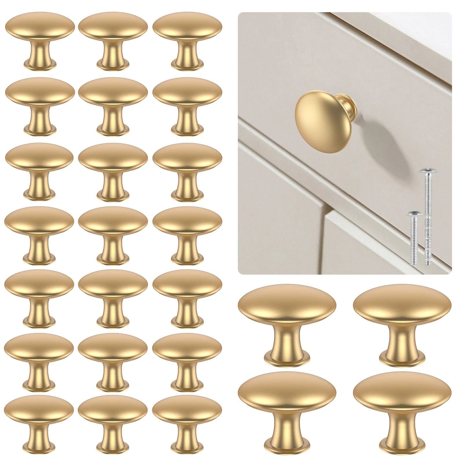 25 Piece Gold Drawer Knob Set Zinc Alloy Cabinet Handle Pulls