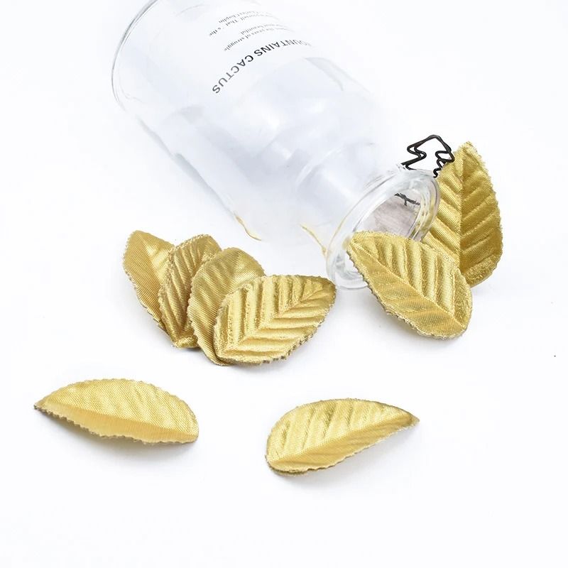 Gold Artificial Leaves Set Silk Leaf Decorations for Wedding Crafts and Home Decor