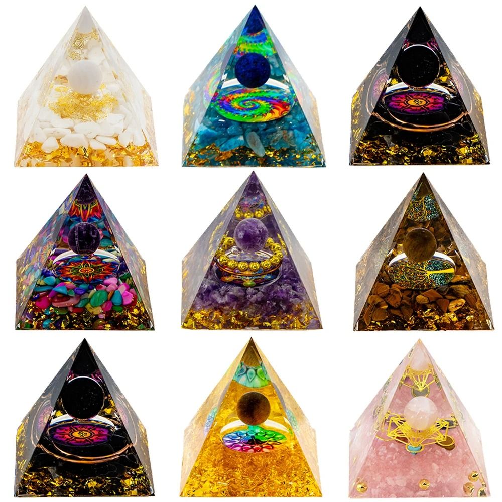 Natural Crystal Energy Pyramid Peridot Amethyst