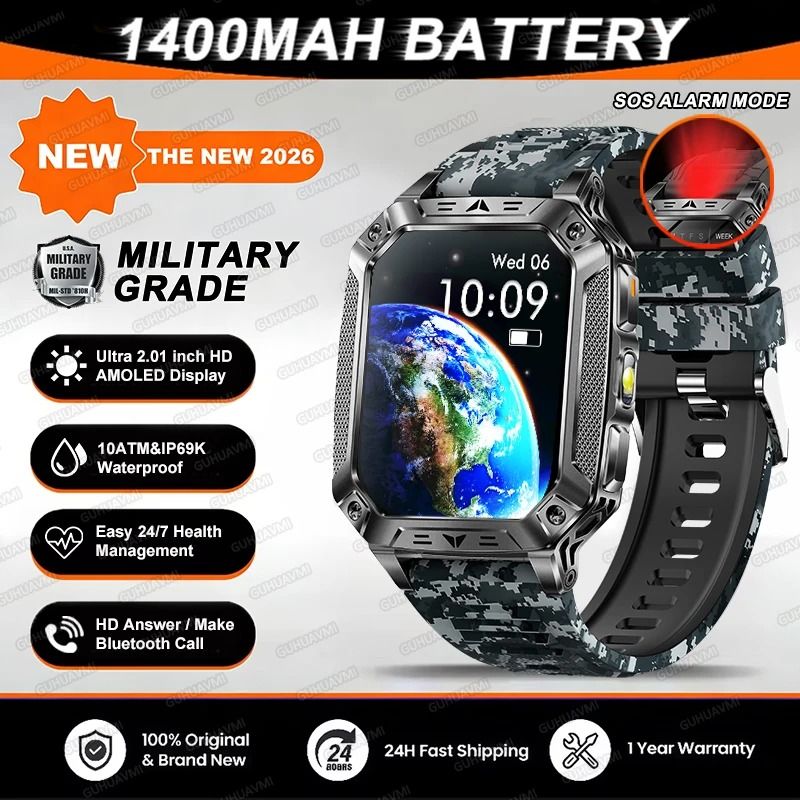 TANK Elite Military GPS Smartwatch | 1400mAh Battery & 2.01