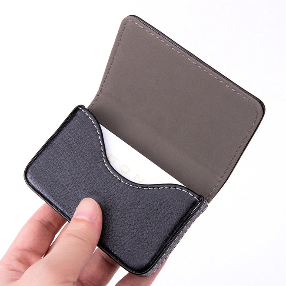Slim PU Leather Card Holder Wallet with Magnetic Closure
