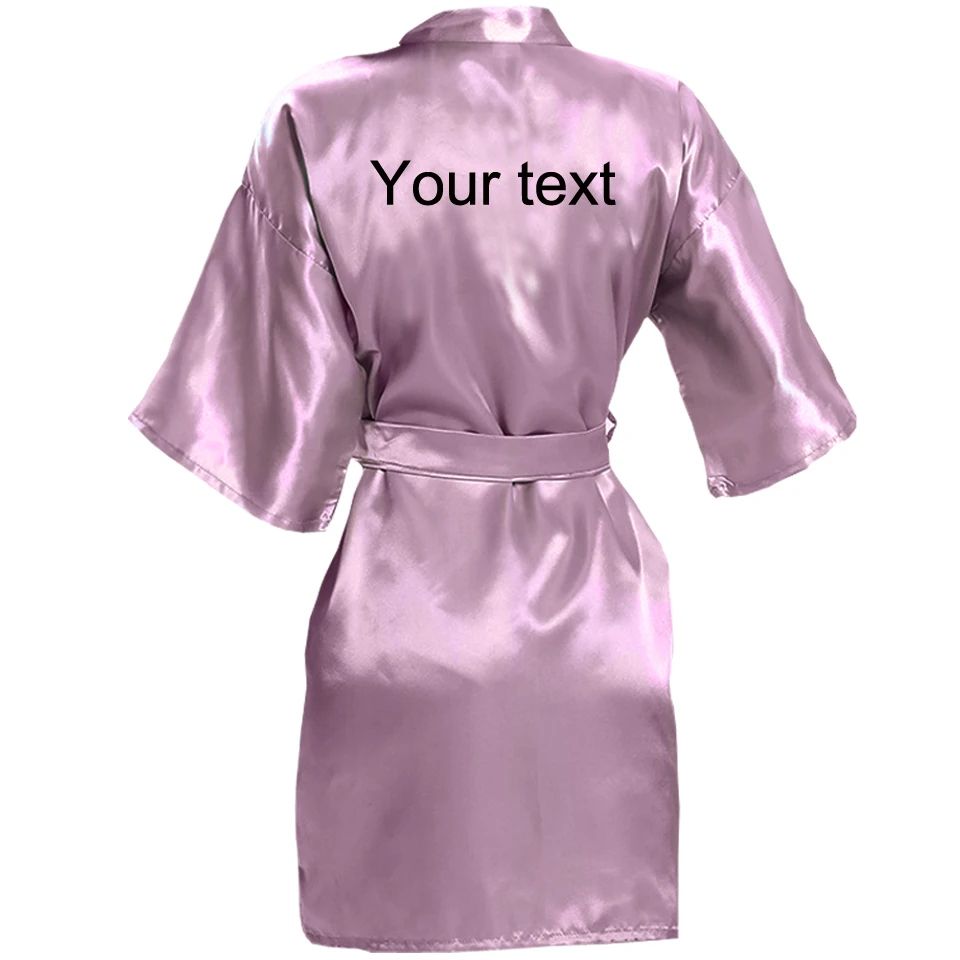 Personalized Faux Silk Bridal Robe with Custom Name & Date – Elegant Bride & Bridesmaid Getting Ready Robe
