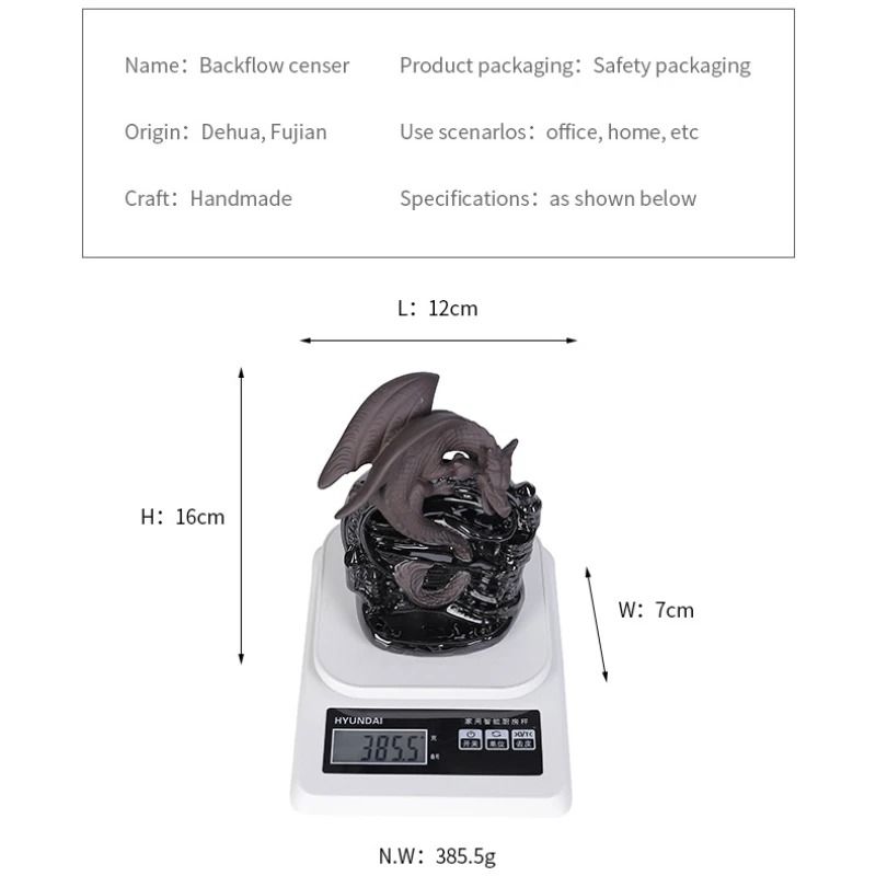 Ceramic Dragon Backflow Incense Burner Vintage Aromatherapy Tabletop Decor