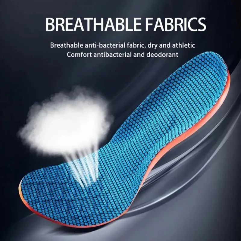 Breathable Orthopedic Sports Elasticity Insoles, Shock Absorption Unisex Shoe Sole Inserts for Running, Walking & Daily