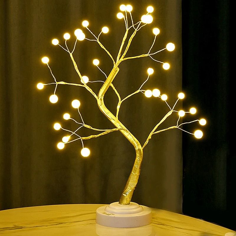 Artificial Bonsai Desktop Tree Lamp – USB/Battery Powered LED Night Light