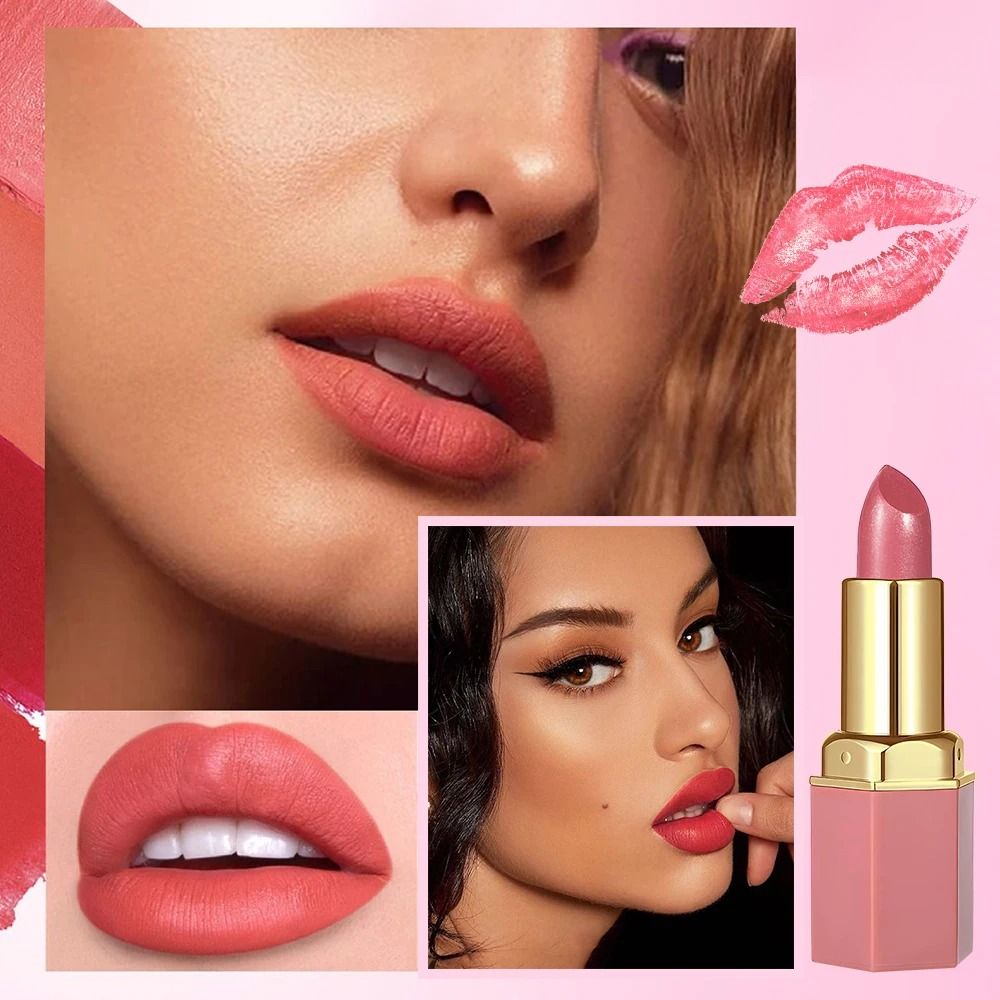 6PCS Gold Bar Tube Matte Lipstick Set | Pearlescent Glitter Velvet Texture Valentine's Day Gift