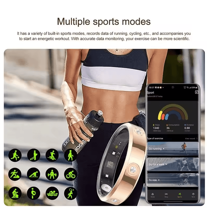 SlimSense HR01 Smart Health Ring – Ultra-Thin Waterproof Heart Rate & Stress Tracker