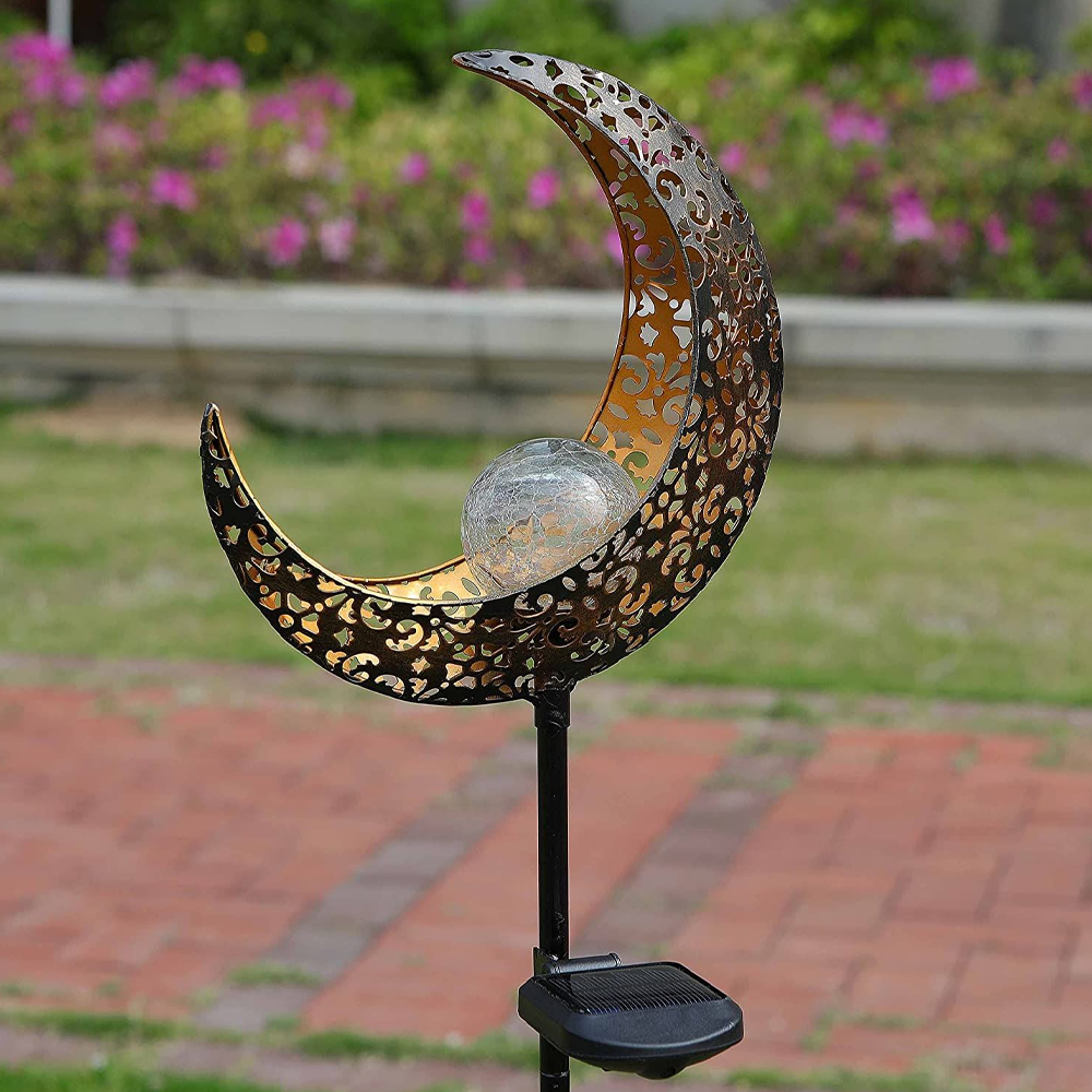Solar Moon Crackle Garden Light