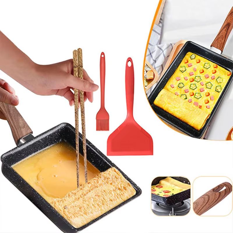 Japanese Tamagoyaki Nonstick Omelette Pan for Perfect Rolled Eggs
