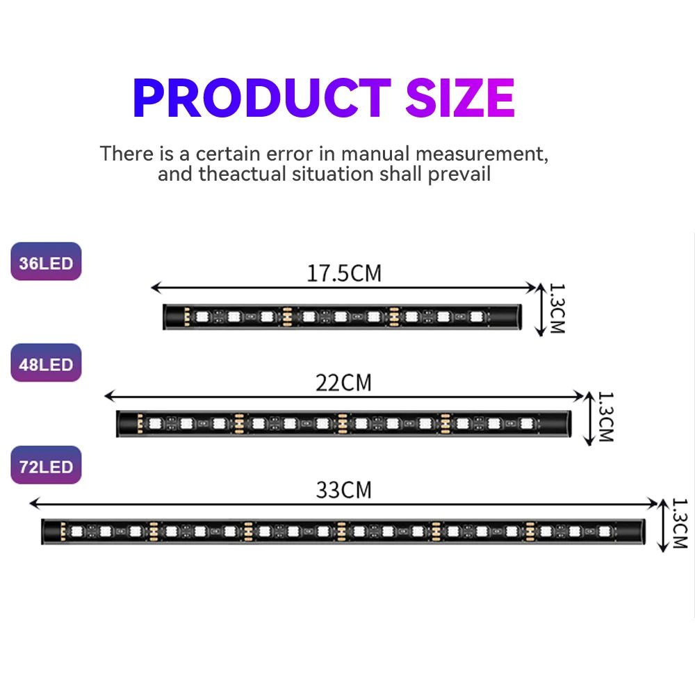 USB Car Interior Ambient Light Strips 48 LED with App and Remote Control