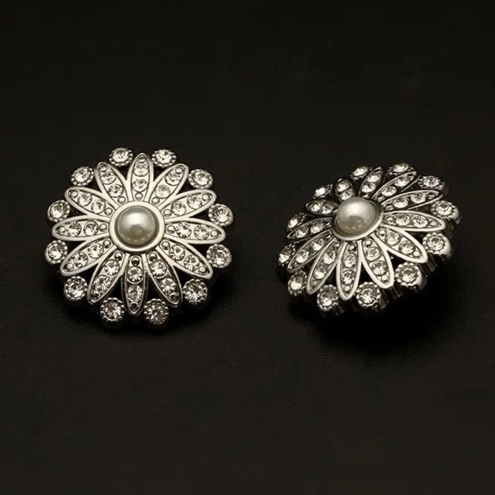 Retro Metal Pearl Button Gallery | High-Fidelity Diamond-Encrusted Clothing Accents & Sewing Jewelry