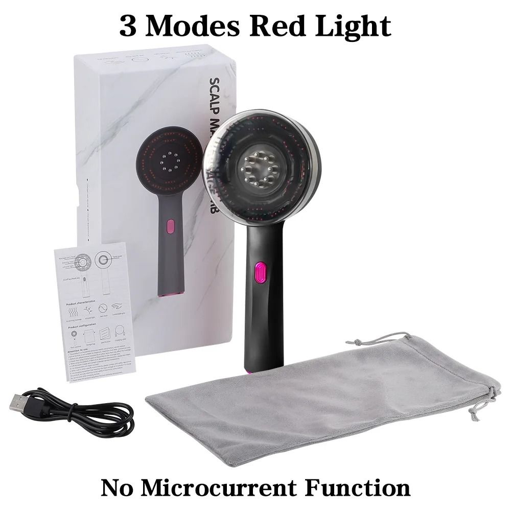 Electric Microcurrent Hair Massage Comb with Red Light Therapy and Scalp Kneading Function