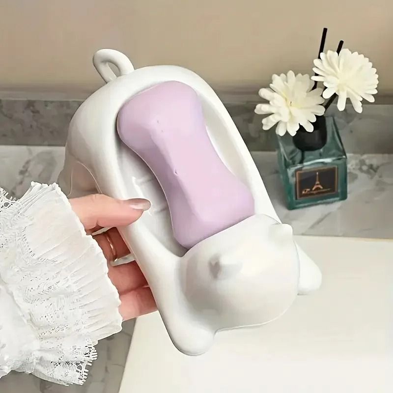 Cute Cartoon Cat Soap Dish With Drainage for Bathroom and Kitchen
