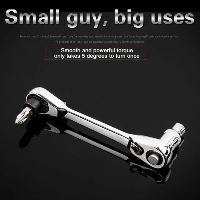 1/4 Inch Mini Ratchet Wrench 72 Tooth Double End Socket Tool