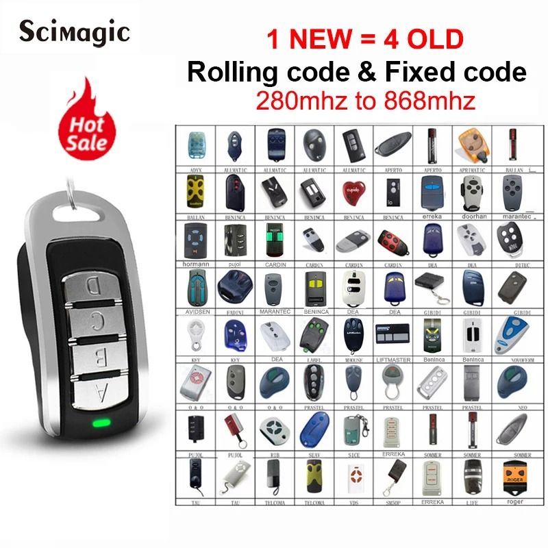 4-in-1 Multi-Frequency Garage Remote Clone 287–868MHz (4-Button)