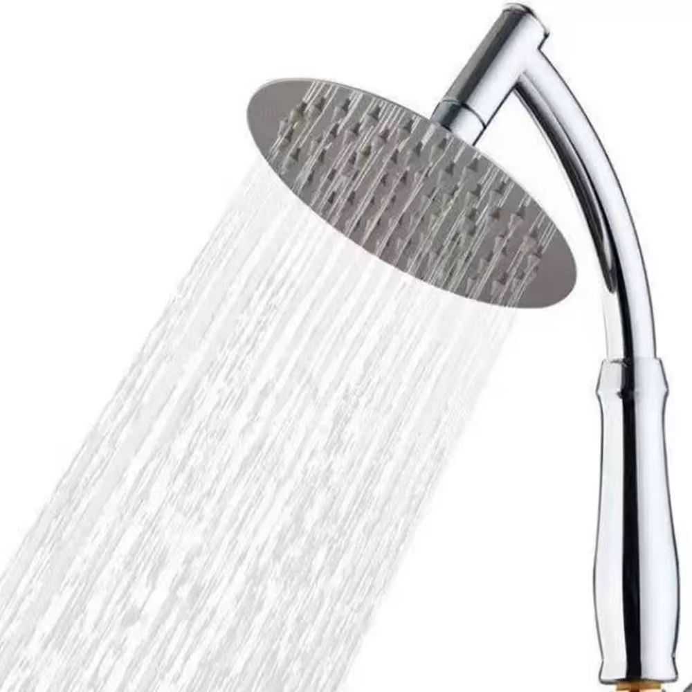 High-Pressure Stainless Steel Square Rainfall Shower Head With Curved Extension