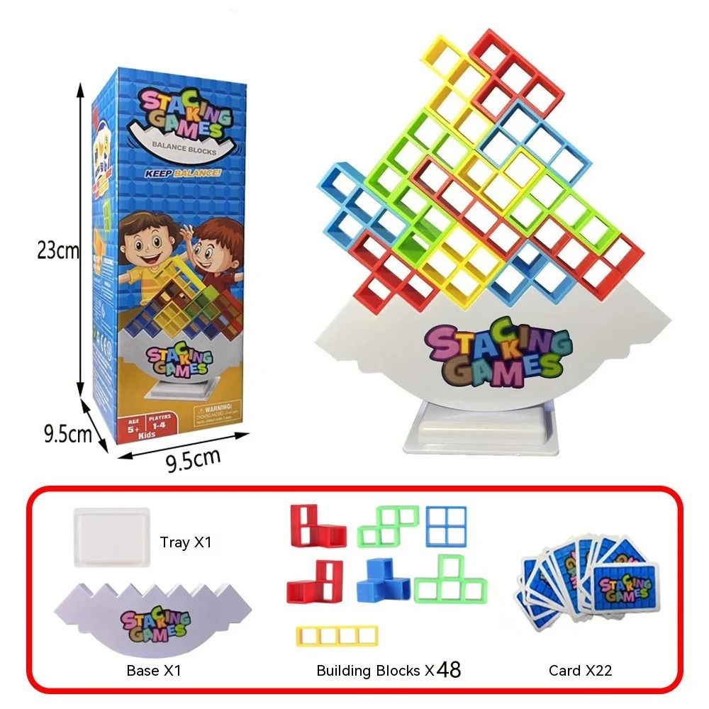 Tetra Balance Stacking Block Game Desktop Building Toy for Kids and Families