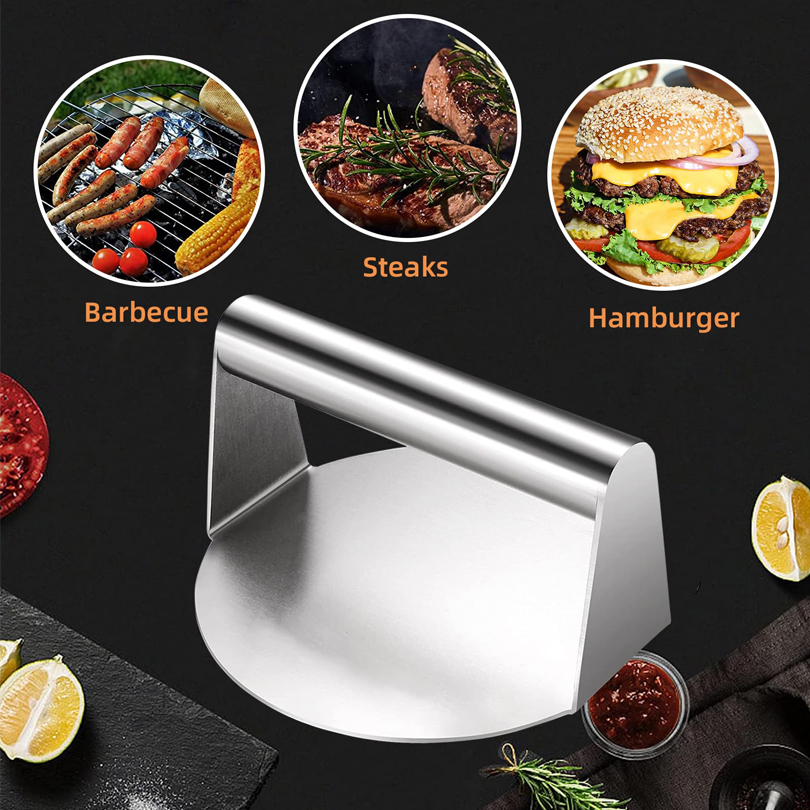 Stainless Steel Smash Burger Press, Hamburger Patties Meat Masher Mold