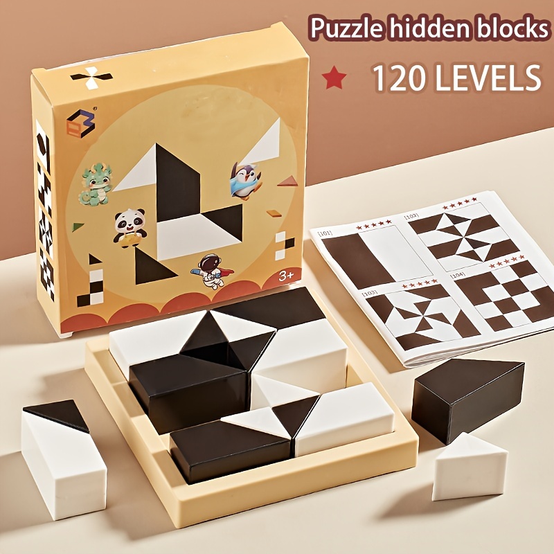 Hidden Block Puzzle Brain Teaser Logic Puzzle Game for Kids and Adults Spatial Reasoning Educational Toy