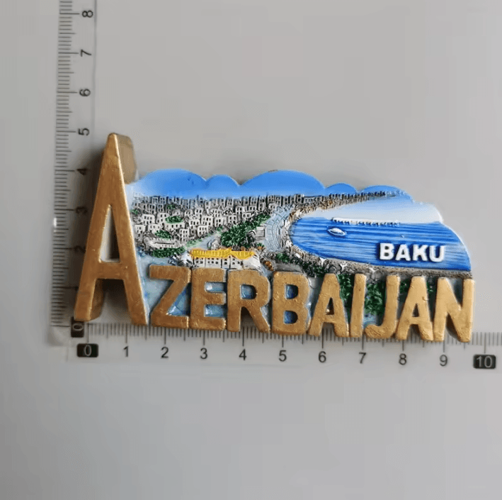 Baku 3D Resin Fridge Magnet Souvenir – Azerbaijan Travel Keepsake Collection