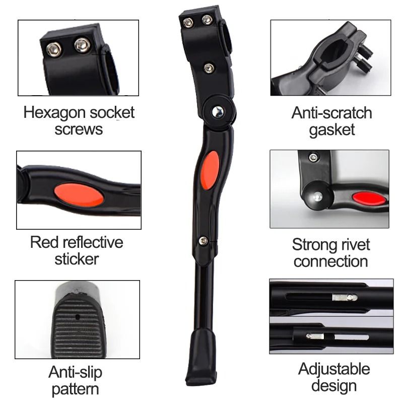 Adjustable Aluminum Bike Kickstand for 24–29 Inch Bicycles