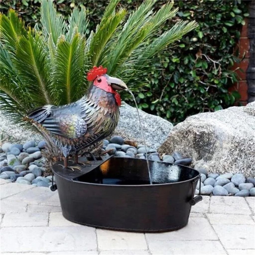 Animal Pattern Toucan Waterfall Fountain Yard Art Decor for Garden, Patio, and Yard Decoration