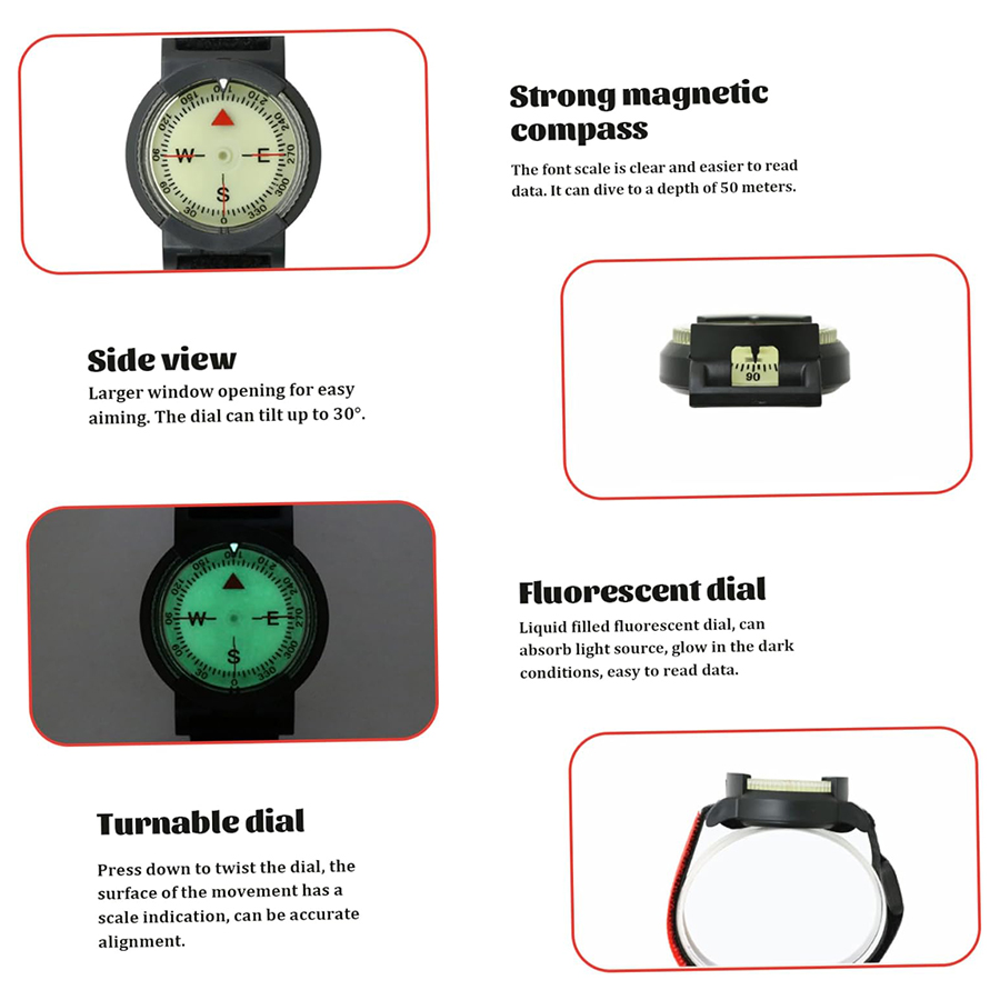 Waterproof Dive Compass Wrist Compass for Scuba Diving Hiking and Outdoor Navigation