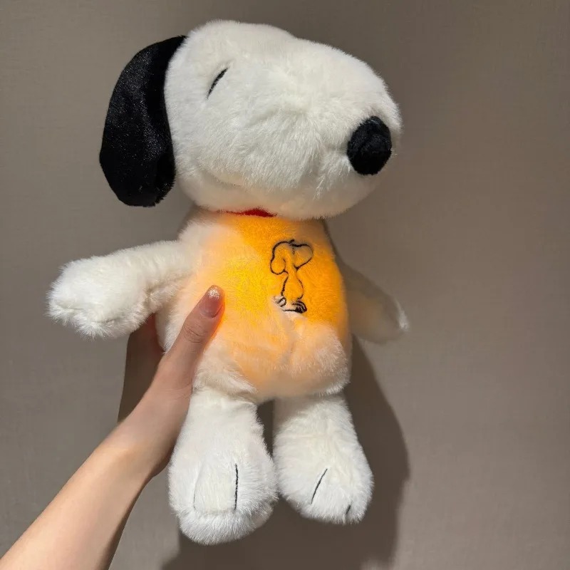 Cute Glowing Breathing Snoopy Plush Toy Baby Sleep Aid Calming Stuffed Animal Bedtime Gift