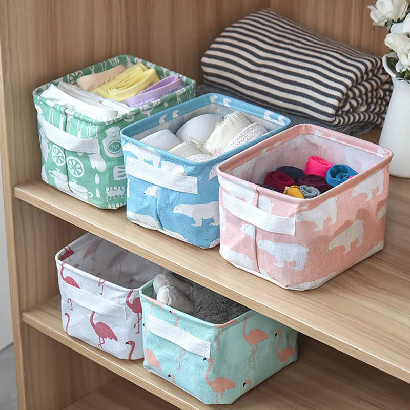 Collapsible Storage Box Laundry Organizer Washable Storage Basket with Handle