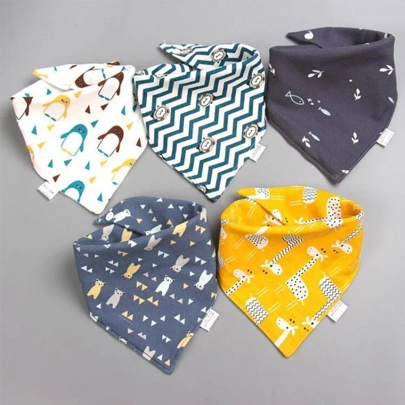 Pure Cotton 360° Waterproof Bandana Bibs (5-Pack)