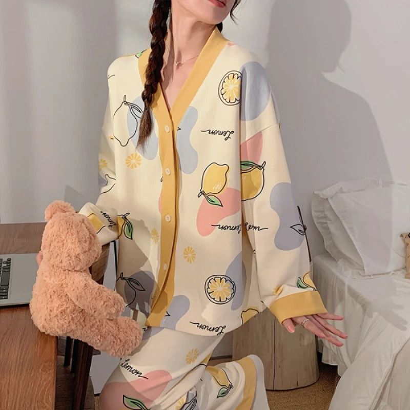 Y2K Cartoon Pajama Set – Fresh Style Spring/Fall Homewear