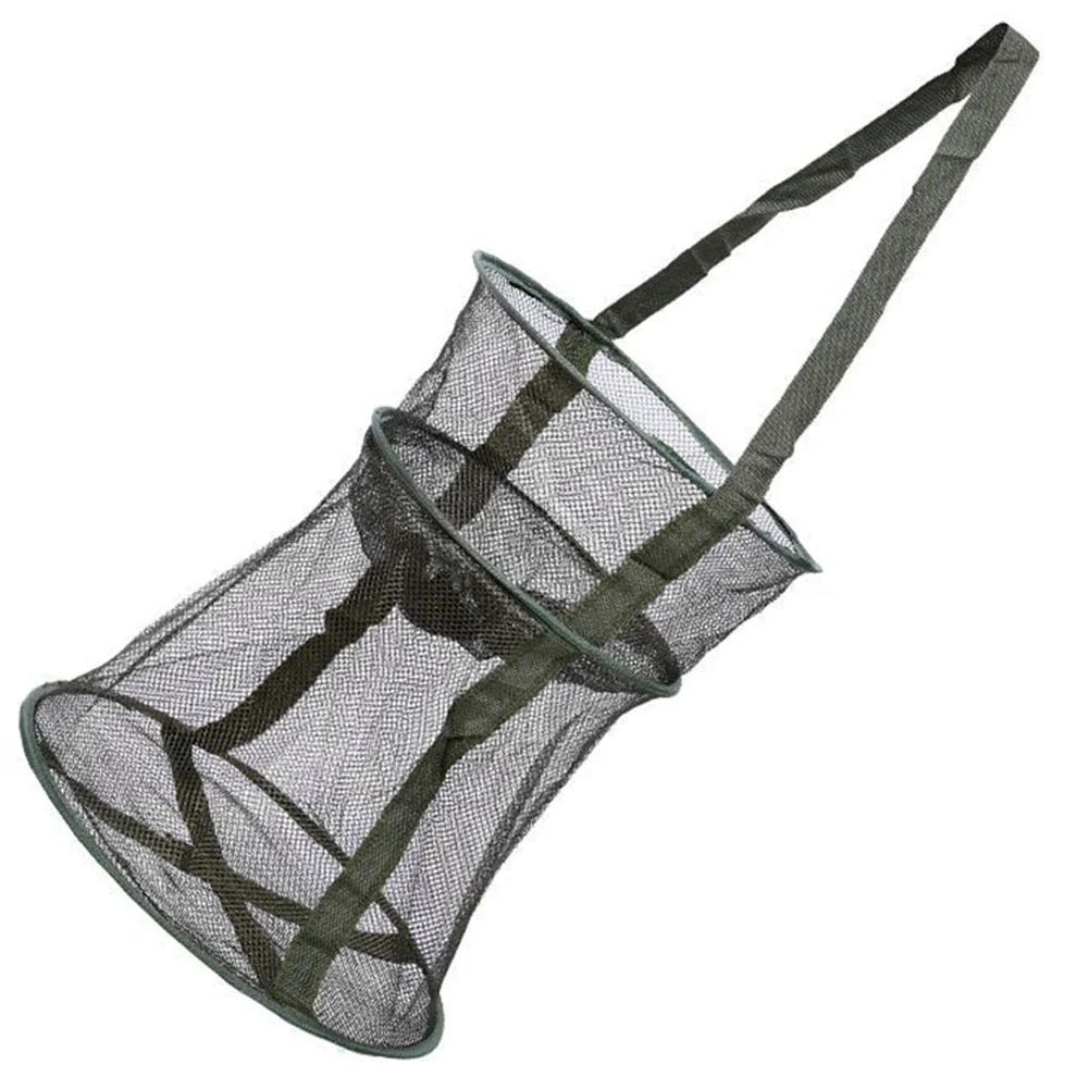 Foldable Mesh Fishing Cage Round Fish Net Basket for Small Fish