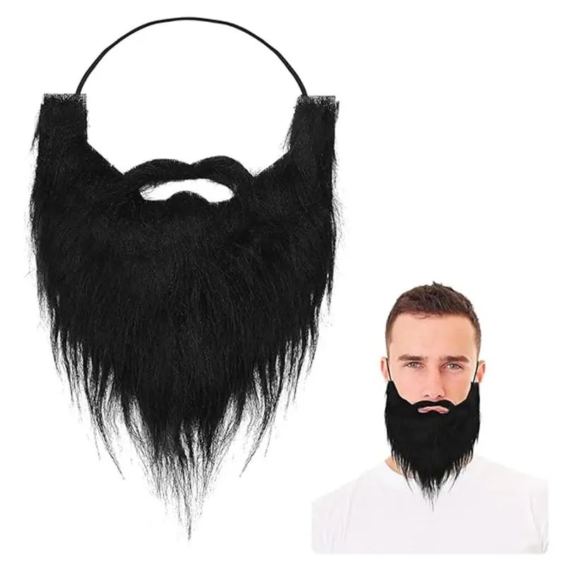 Funny Fake Beard & Long Hair Wig Set – Santa Claus White Beard + Black Big Beard Costume for Halloween Party Unisex Pr