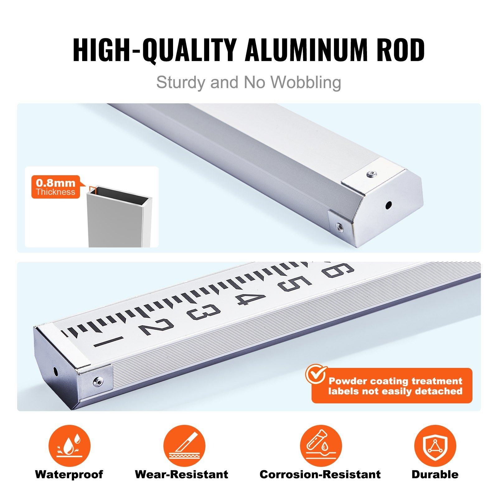 Aluminum Grade Rod Telescopic Leveling Rod with Bubble Level & Carry Bag