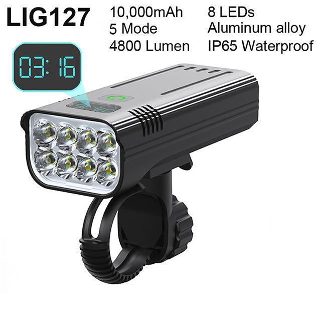 4800 Lumen USB Rechargeable Bicycle Light with 10000mAh Battery and Rainproof Design