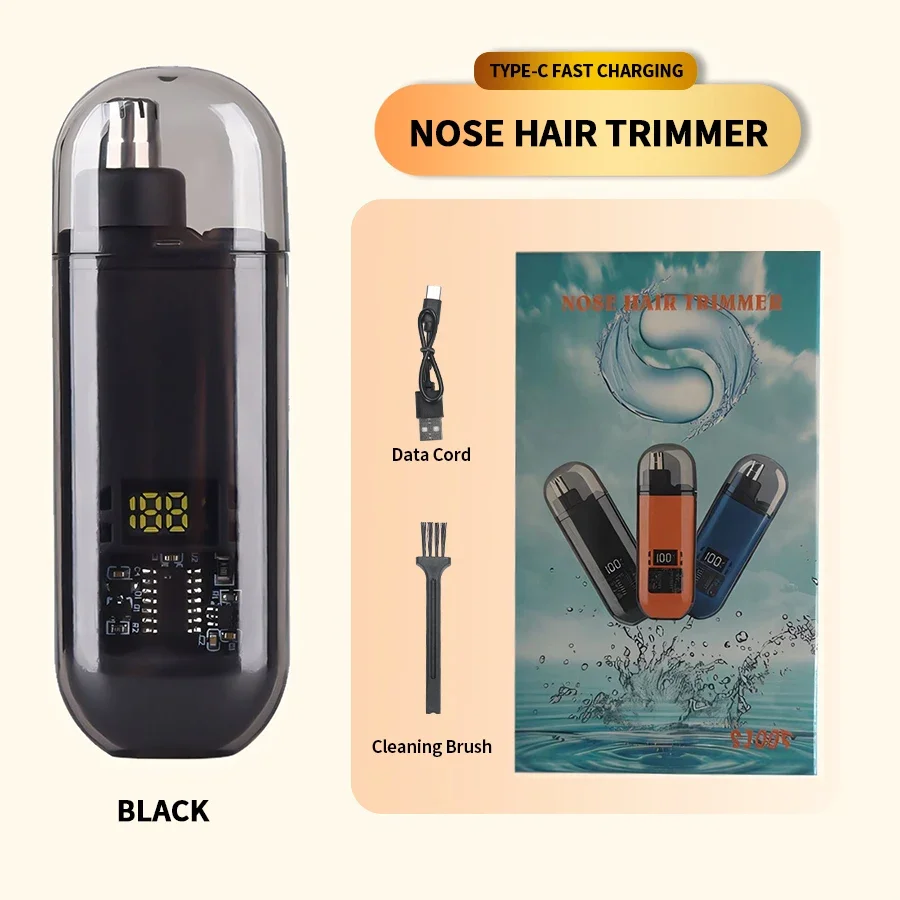 Portable Electric Nose and Ear Hair Trimmer for Men Painless Eyebrow Clipper with Long Battery Life