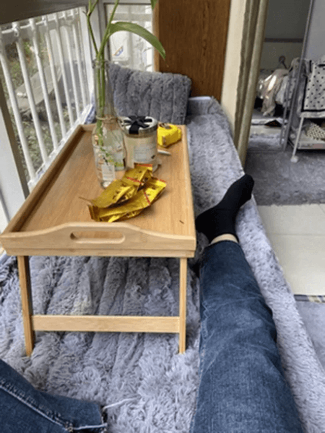 Foldable Bed Tray Table with Adjustable Laptop Stand and Breakfast Surface
