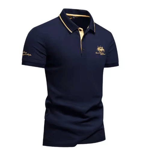 Mens Summer Embroidered Polo Shirt Lightweight Casual Lapel Tee for Streetwear and Business