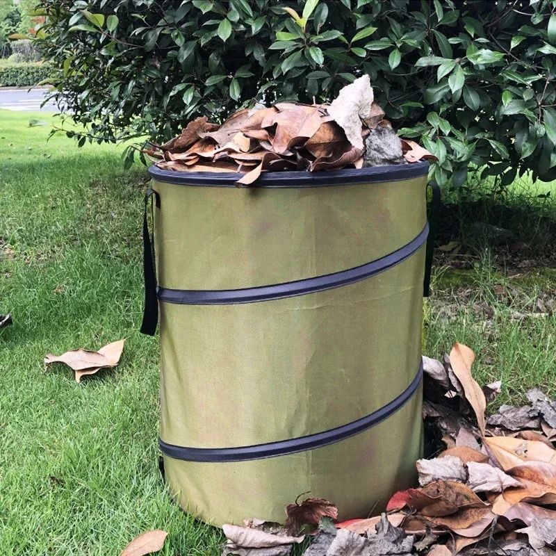 Pop Up Garden Trash Bag Collapsible Leaf and Grass Storage Bin for Outdoor Use
