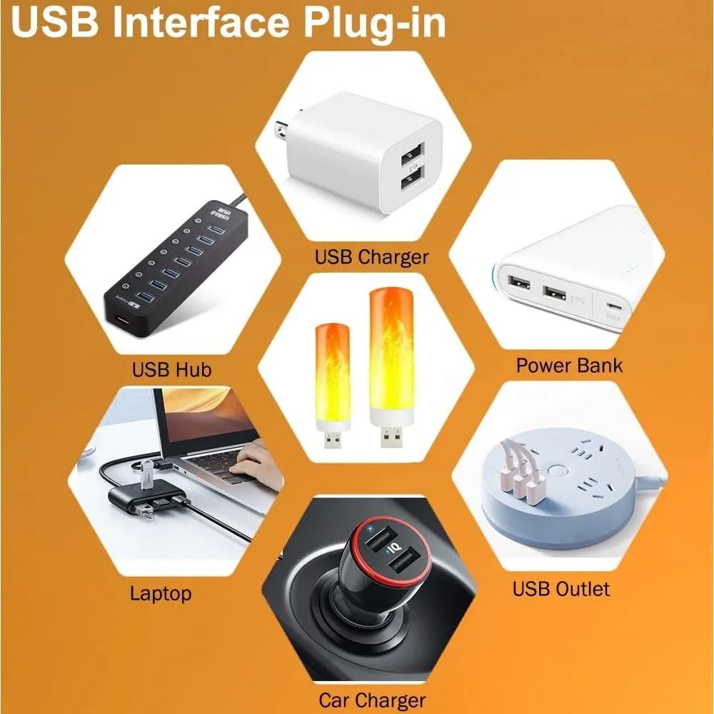 USB LED Flame Effect Light Bulb with Flickering Fire Simulation